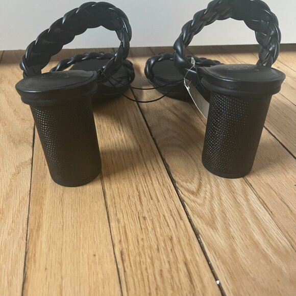 Black Braided Strap Block Heel - Picture 3 of 4